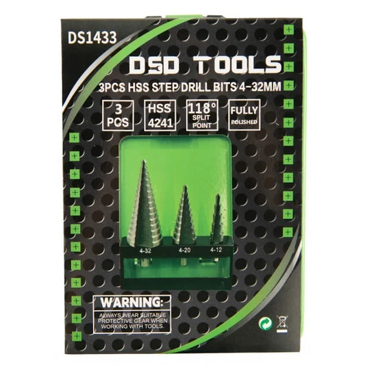 3PCS HSS STEP DRILL BITS 4-32MM