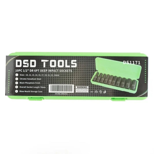 10PC 1/2″ DR DEEP IMPACT SOCKETS METRIC DS1171
