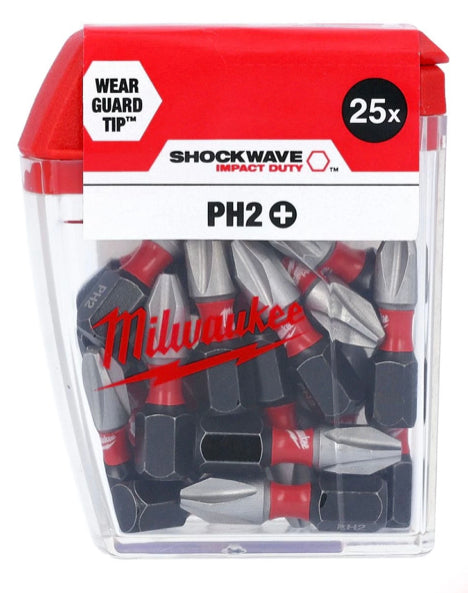 Milwaukee PH2 SHOCKWAVE screwdriver bits 25 pack