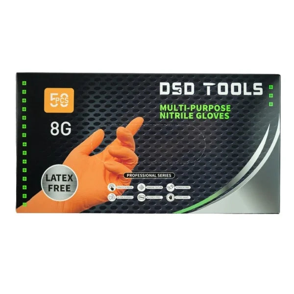 Large 50PC Heavy Duty Nitrile Orange Gloves