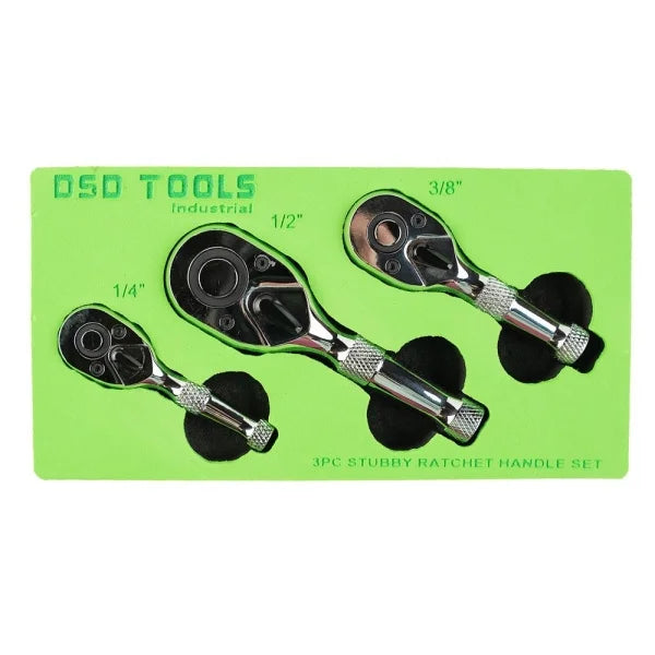 3PC STUBBY RATCHET 1/4″, 1/2″,3/8 HANDLE SET DS1082