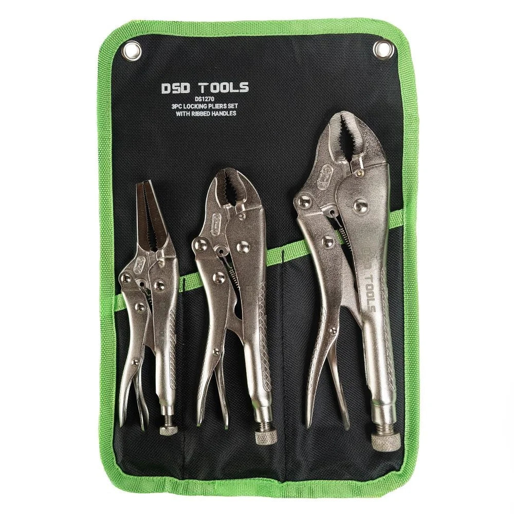 3pc Locking Pliers Set With Ribbed Handles DS1270