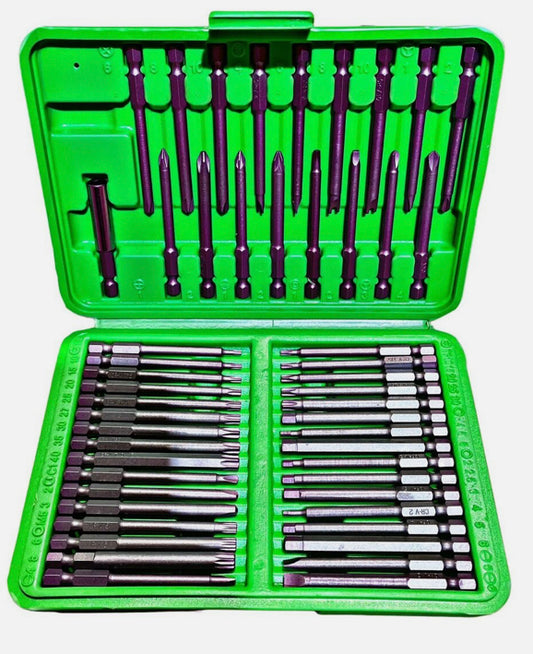 50pc Extra Long Security Bit Set, Torx, Tamper, Hex, Spline