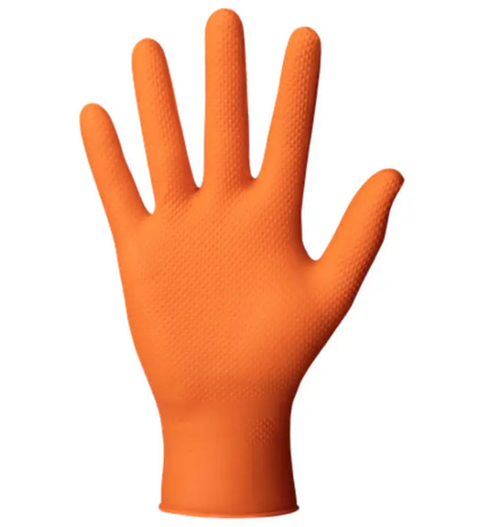 50 pieces Heavy Duty Nitrile Orange Gloves