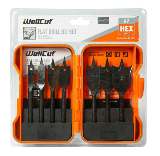Wellcut flat wood bit set 7 pieces