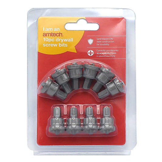 Amtech F0720 Drywall Screwdriver Bits, 10pc Hex Shank, Phillips 2