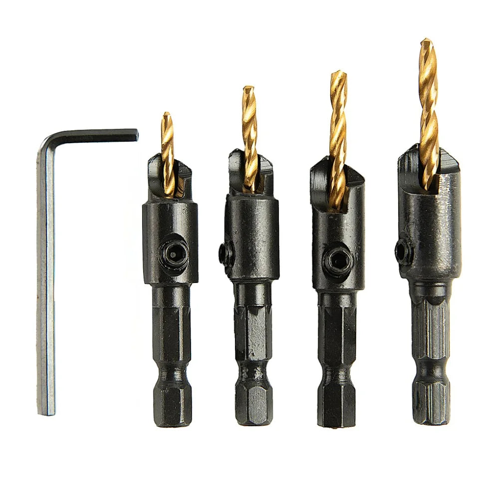 4PC COUNTERSINK HSS-G TITANIUM DRILL BIT SET