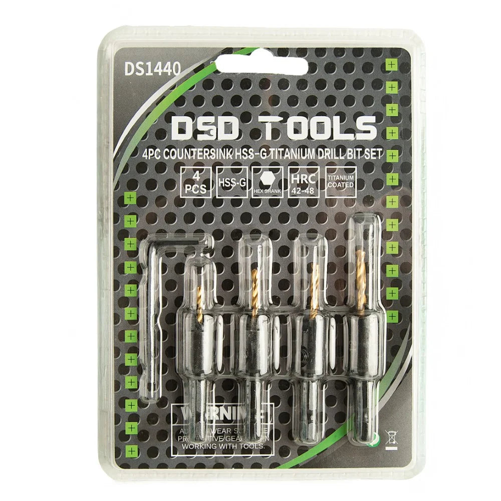 4PC COUNTERSINK HSS-G TITANIUM DRILL BIT SET