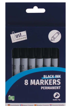 Black Permanent Markers (Pack of 8)