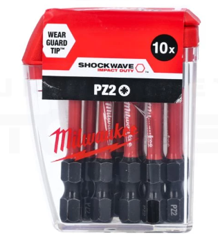 Milwaukee PZ2 50mm Pack of 10 Shockwave Screwdriver Bit set