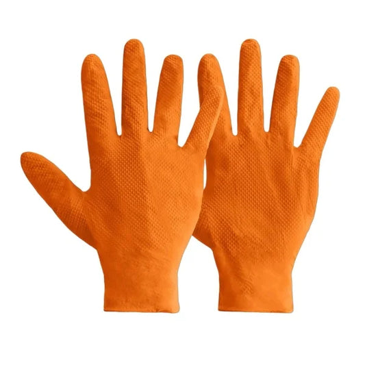 Large 50PC Heavy Duty Nitrile Orange Gloves