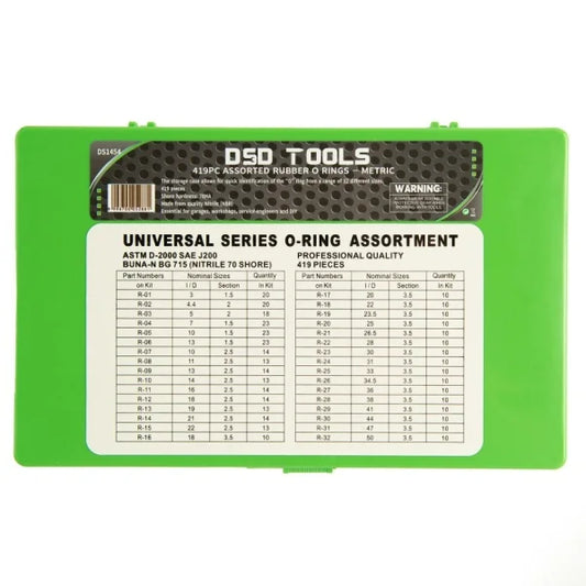419PC ASSORTED RUBBER O RINGS – METRIC