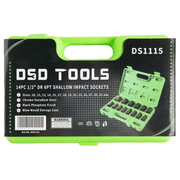 14PC 1/2″ DR 6PT SHALLOW IMPACT SOCKRT METRIC