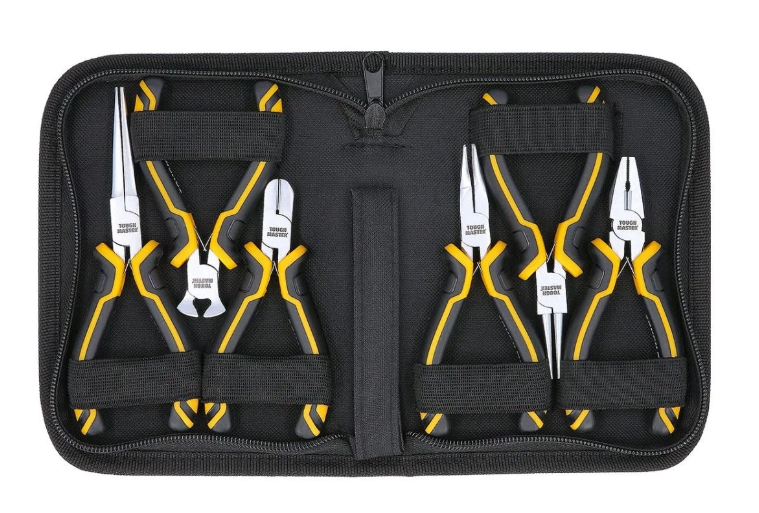 TOUGH MASTER Mini Pliers Set Jewelry Pliers Soft Grip Snap Ring Pliers - 6 Pieces