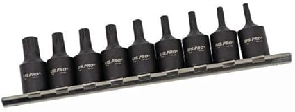 US PRO Tools 9pc 3/8" Dr Impact Star Torx Bit Sockets