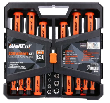 WellCut Universal Ratchet & Screwdriver Set with 63 Pieces